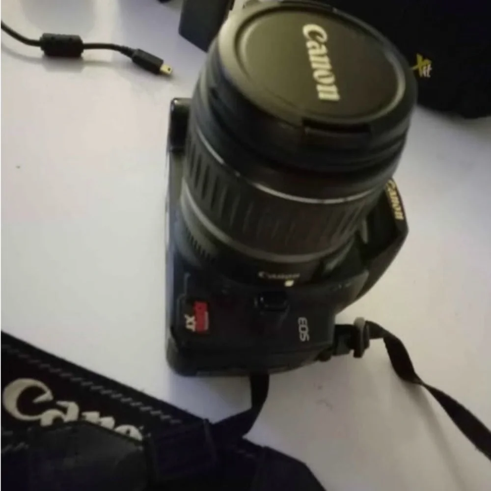 Canon EOS Rebel XT, lens, Much extra gear
